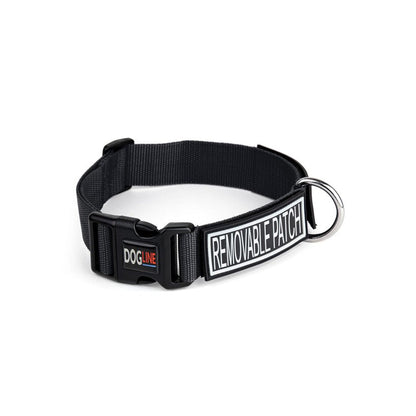 Dogline Omega Nylon Flat Collar + Built-in Hook & Loop Fastener