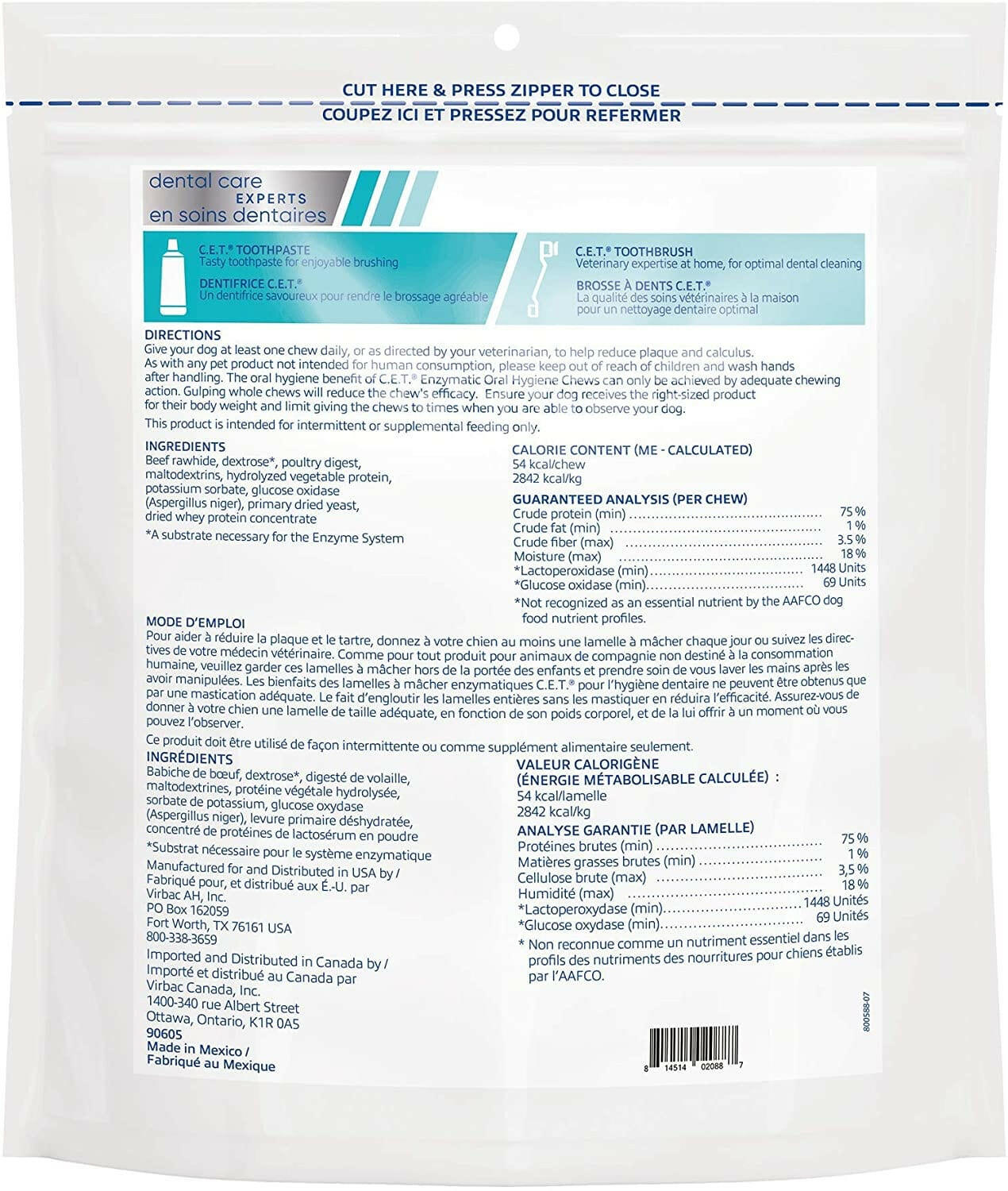 C.E.T. Enzymatic Dental Chews for Large Dogs Over 50 lbs
