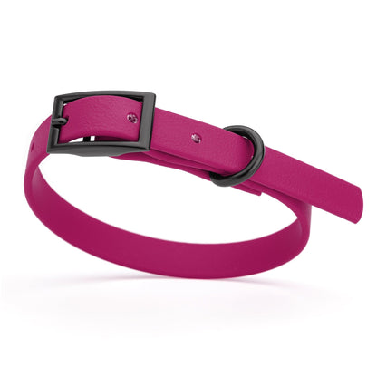 BioThane Waterproof Dog Collar - XS: L 9"-12" x W 1/2" - Black OR Brass Hardware
