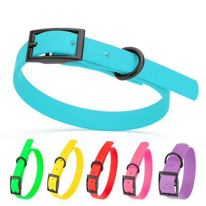 BioThane Waterproof Dog Collar - XS: L 12"-15" x W 5/8" - Black OR Brass Hardware