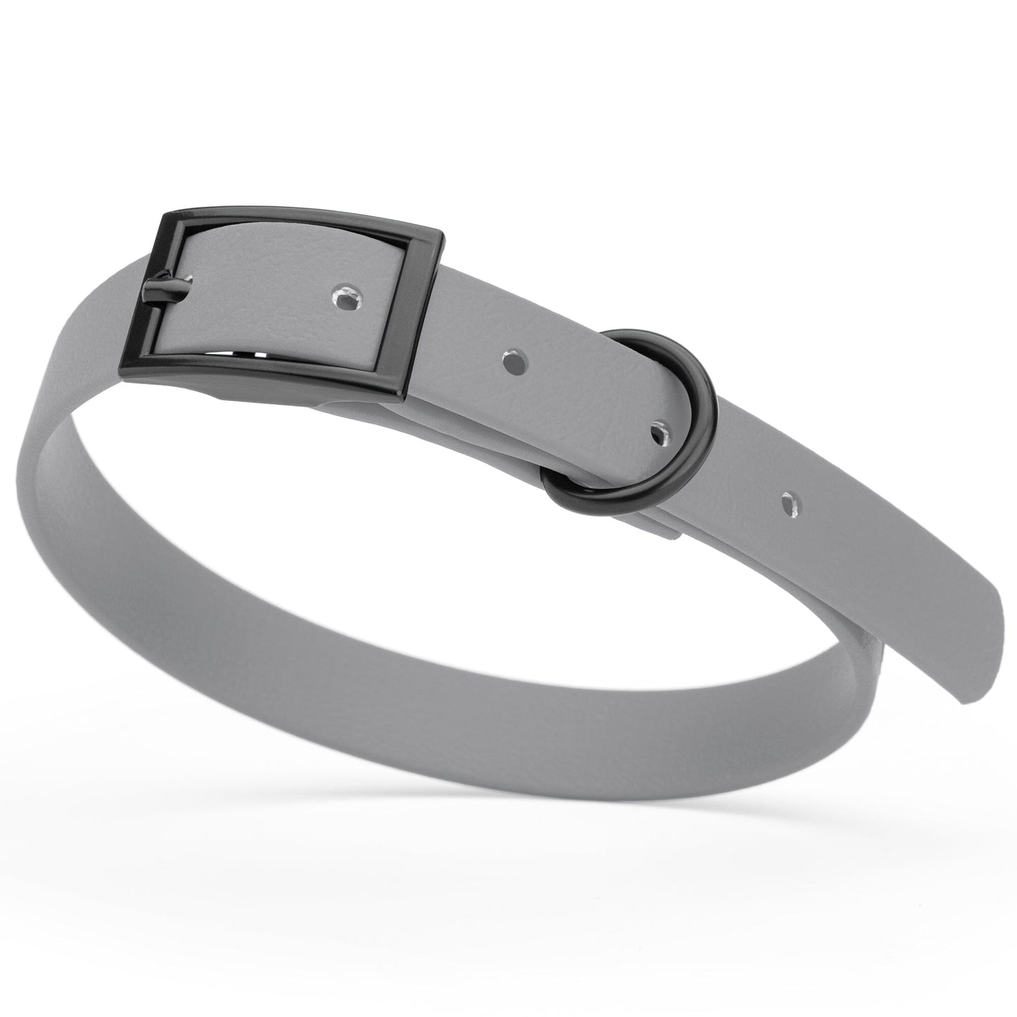 BioThane Waterproof Dog Collar - XS: L 12"-15" x W 5/8" - Black OR Brass Hardware