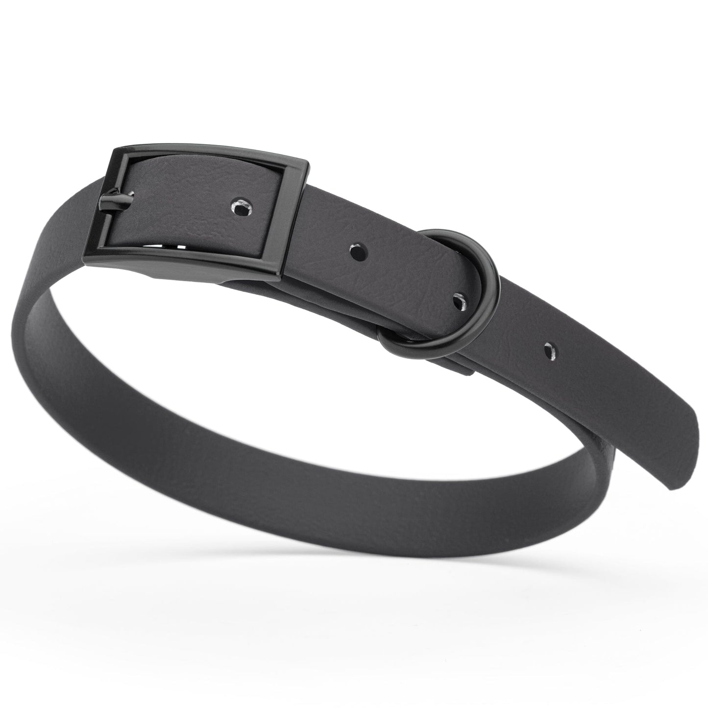 BioThane Waterproof Dog Collar - XS: L 12"-15" x W 5/8" - Black OR Brass Hardware