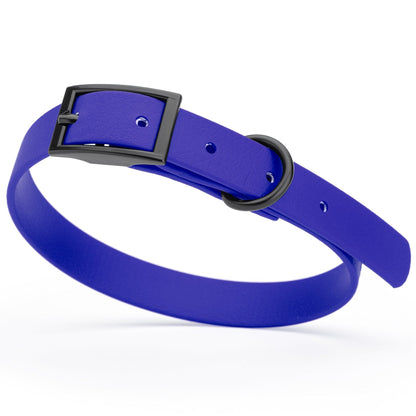 BioThane Waterproof Dog Collar - XS: L 12"-15" x W 5/8" - Black OR Brass Hardware