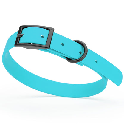 BioThane Waterproof Dog Collar - XS: L 9"-12" x W 1/2" - Black OR Brass Hardware