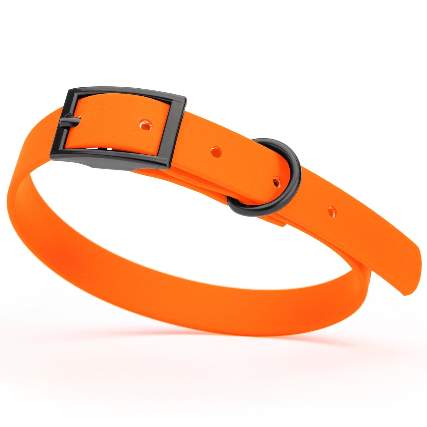 BioThane Waterproof Dog Collar - XS: L 12"-15" x W 5/8" - Black OR Brass Hardware