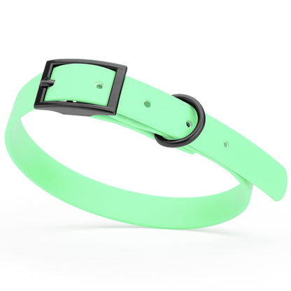 BioThane Waterproof Dog Collar - XS: L 9"-12" x W 1/2" - Black OR Brass Hardware