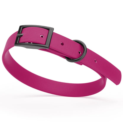 BioThane Waterproof Dog Collar - XS: L 9"-12" x W 1/2" - Black OR Brass Hardware