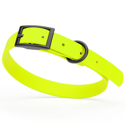 BioThane Waterproof Dog Collar - XS: L 9"-12" x W 1/2" - Black OR Brass Hardware