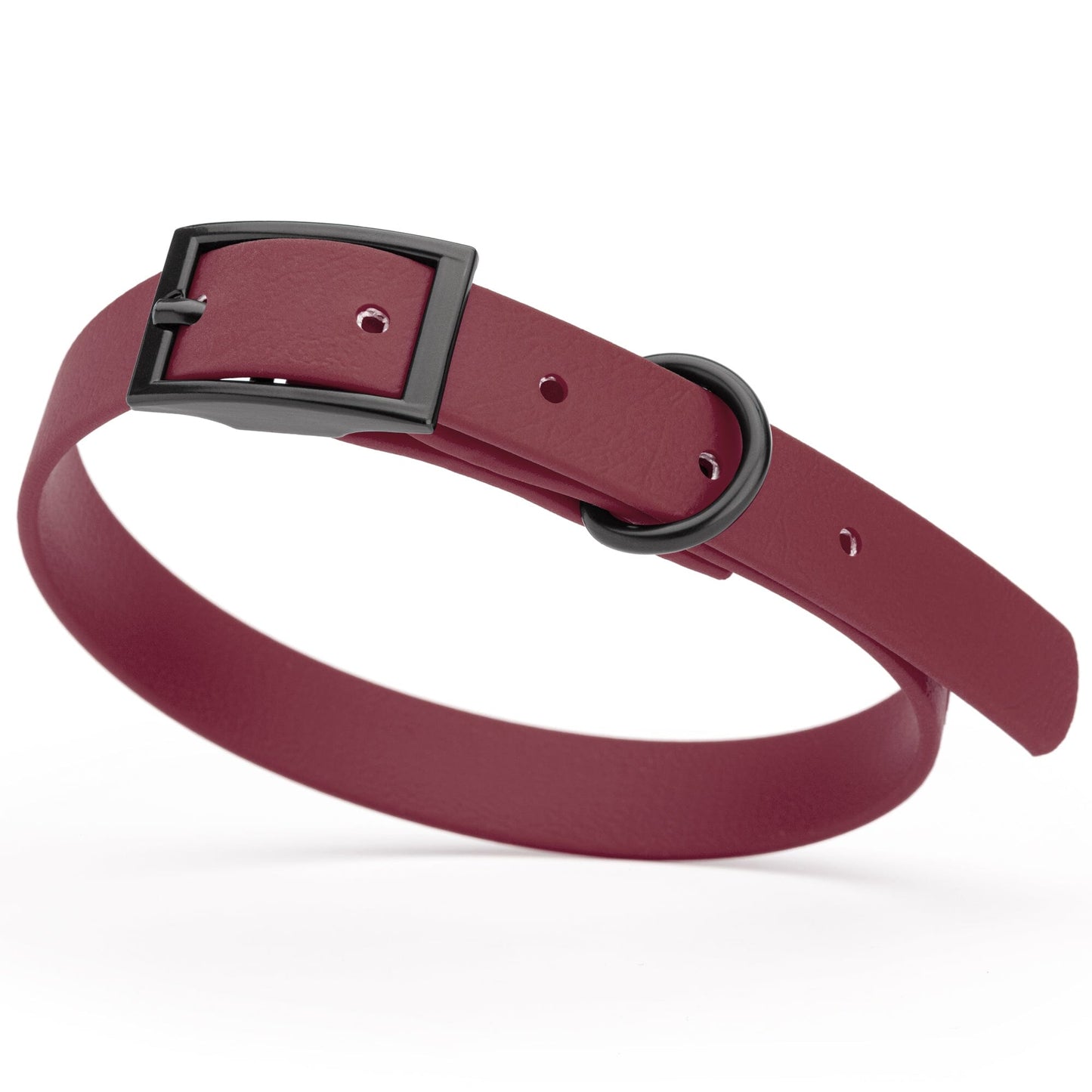 BioThane Waterproof Dog Collar - XS: L 12"-15" x W 5/8" - Black OR Brass Hardware