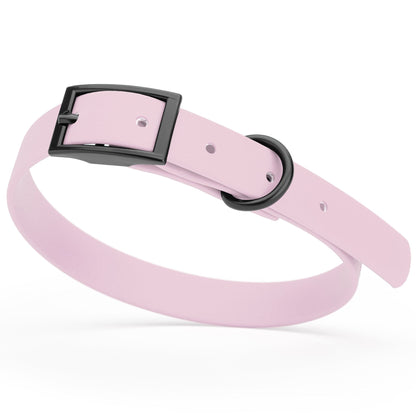 BioThane Waterproof Dog Collar - XS: L 12"-15" x W 5/8" - Black OR Brass Hardware