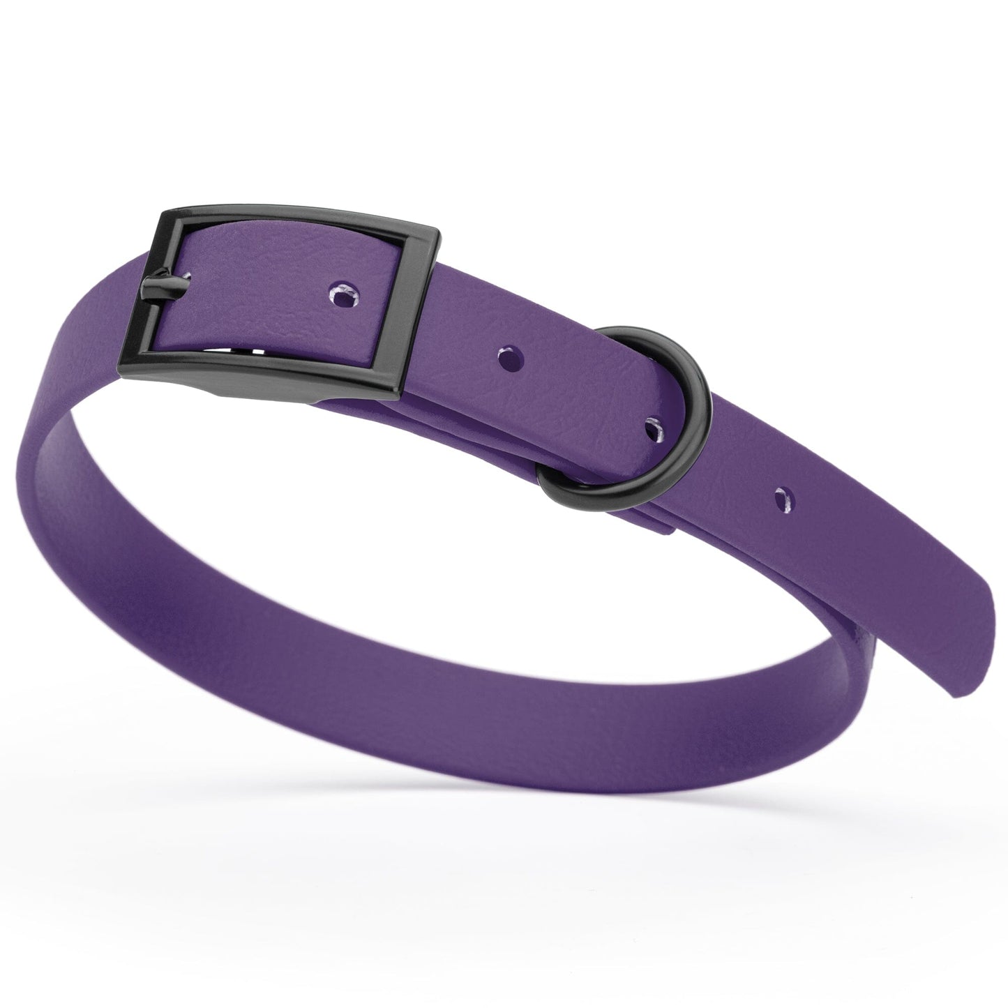 BioThane Waterproof Dog Collar - XS: L 12"-15" x W 5/8" - Black OR Brass Hardware