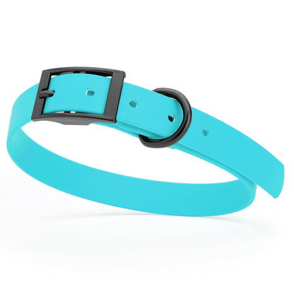 BioThane Waterproof Dog Collar - XS: L 9"-12" x W 1/2" - Black OR Brass Hardware
