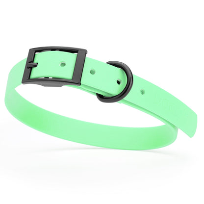BioThane Waterproof Dog Collar - XS: L 9"-12" x W 1/2" - Black OR Brass Hardware