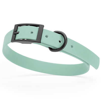 BioThane Waterproof Dog Collar - XS: L 9"-12" x W 1/2" - Black OR Brass Hardware
