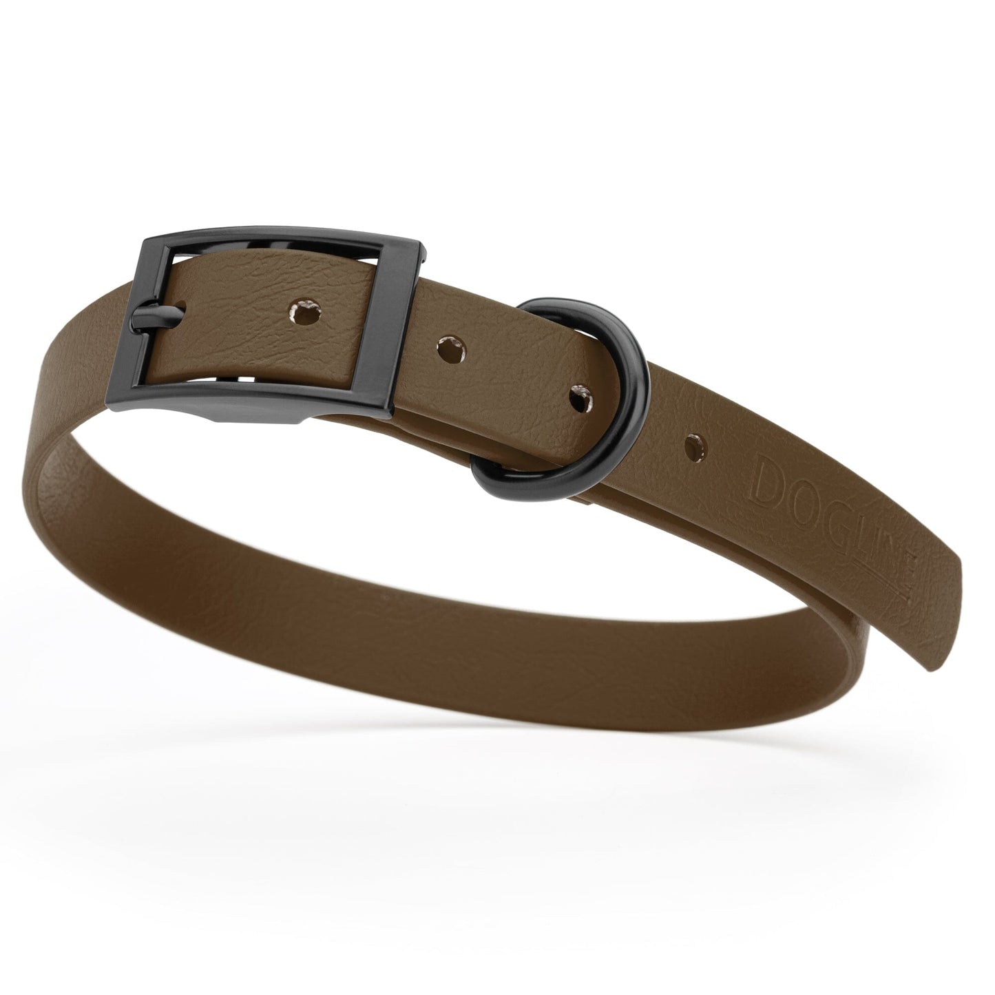 BioThane Waterproof Dog Collar - XS: L 9"-12" x W 1/2" - Black OR Brass Hardware