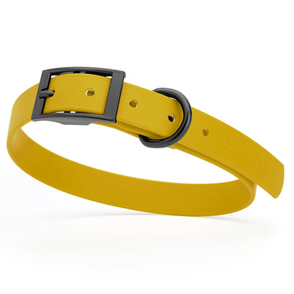BioThane Waterproof Dog Collar - XS: L 12"-15" x W 5/8" - Black OR Brass Hardware