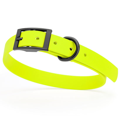 BioThane Waterproof Dog Collar - XS: L 9"-12" x W 1/2" - Black OR Brass Hardware