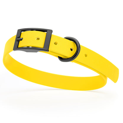 BioThane Waterproof Dog Collar - XS: L 12"-15" x W 5/8" - Black OR Brass Hardware
