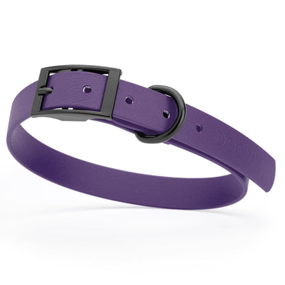 BioThane Waterproof Dog Collar - XS: L 9"-12" x W 1/2" - Black OR Brass Hardware