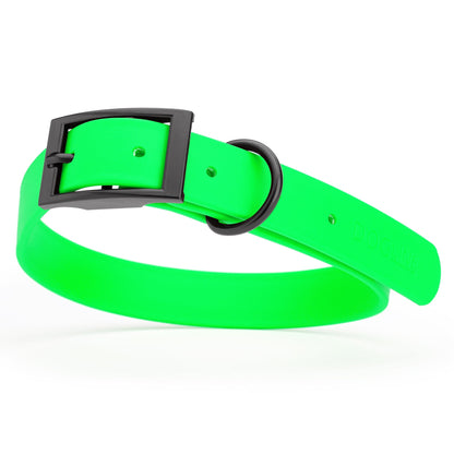 BioThane Waterproof Dog Collar - XS: L 9"-12" x W 1/2" - Black OR Brass Hardware
