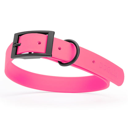 BioThane Waterproof Dog Collar - XS: L 9"-12" x W 1/2" - Black OR Brass Hardware