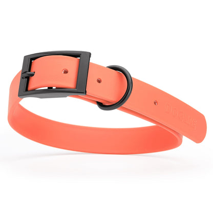 BioThane Waterproof Dog Collar - XS: L 12"-15" x W 5/8" - Black OR Brass Hardware