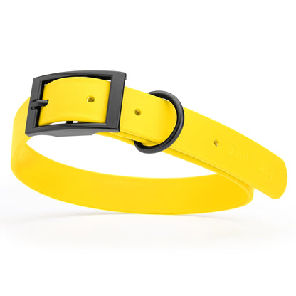 BioThane Waterproof Dog Collar - XS: L 12"-15" x W 5/8" - Black OR Brass Hardware