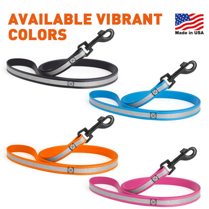 Reflective Biothane Dog Leash with Black Hardware