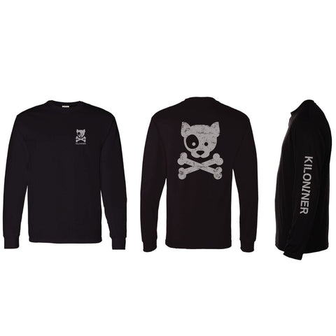 Kiloniner Reflective Ink Subdued Dog and Crossbones Long Sleeve Tee