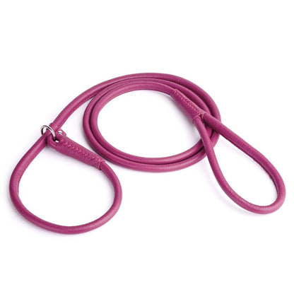 Soft Leather Round Slip Lead for Dogs