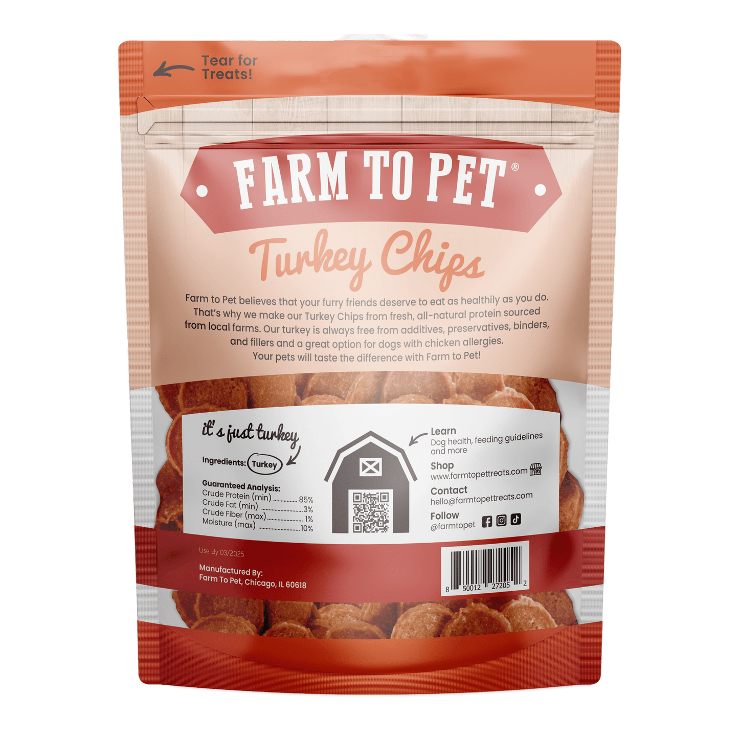 Farm to Pet Turkey Chips for Dogs