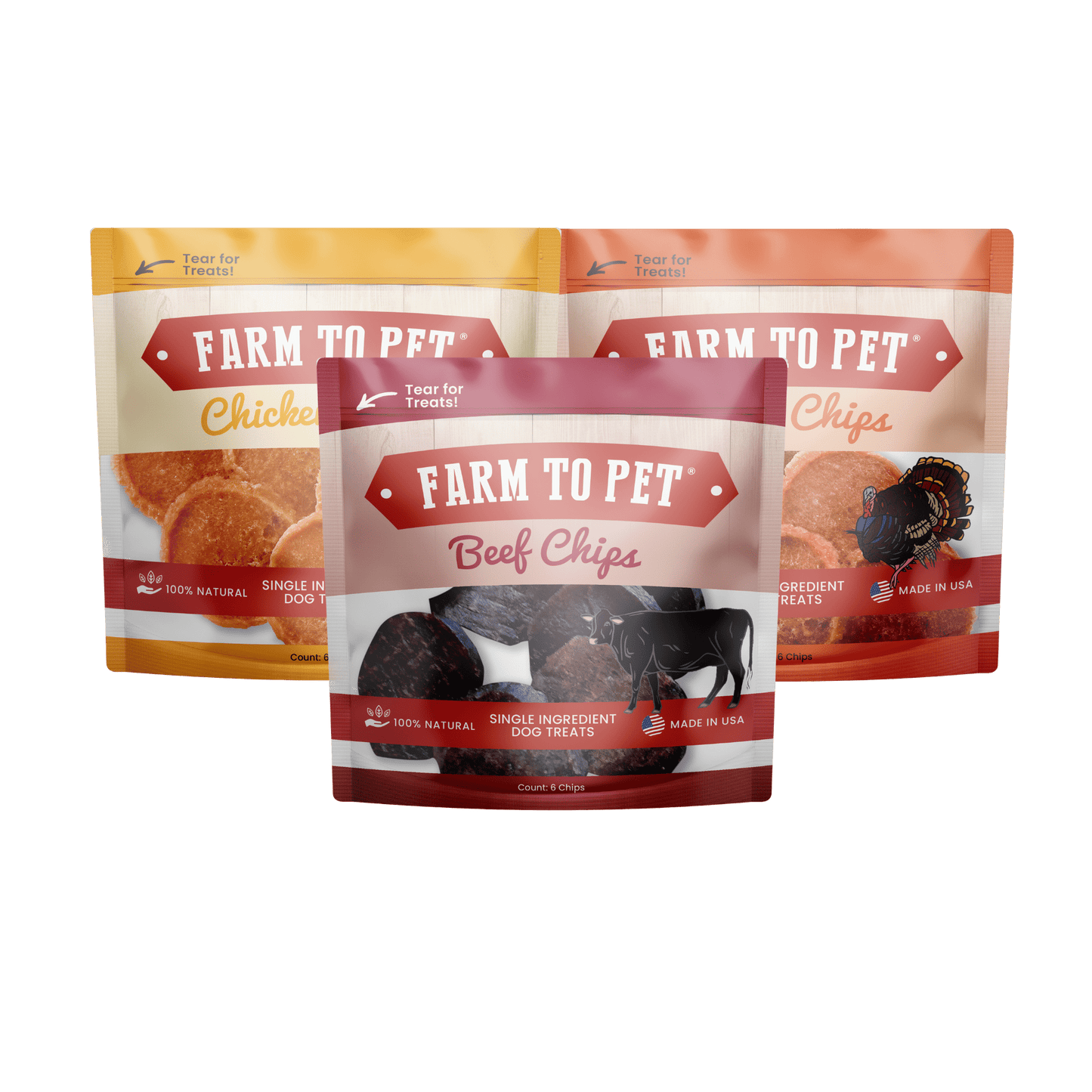 Farm to Pet Chicken, Turkey, & Beef Snack Pack Trio