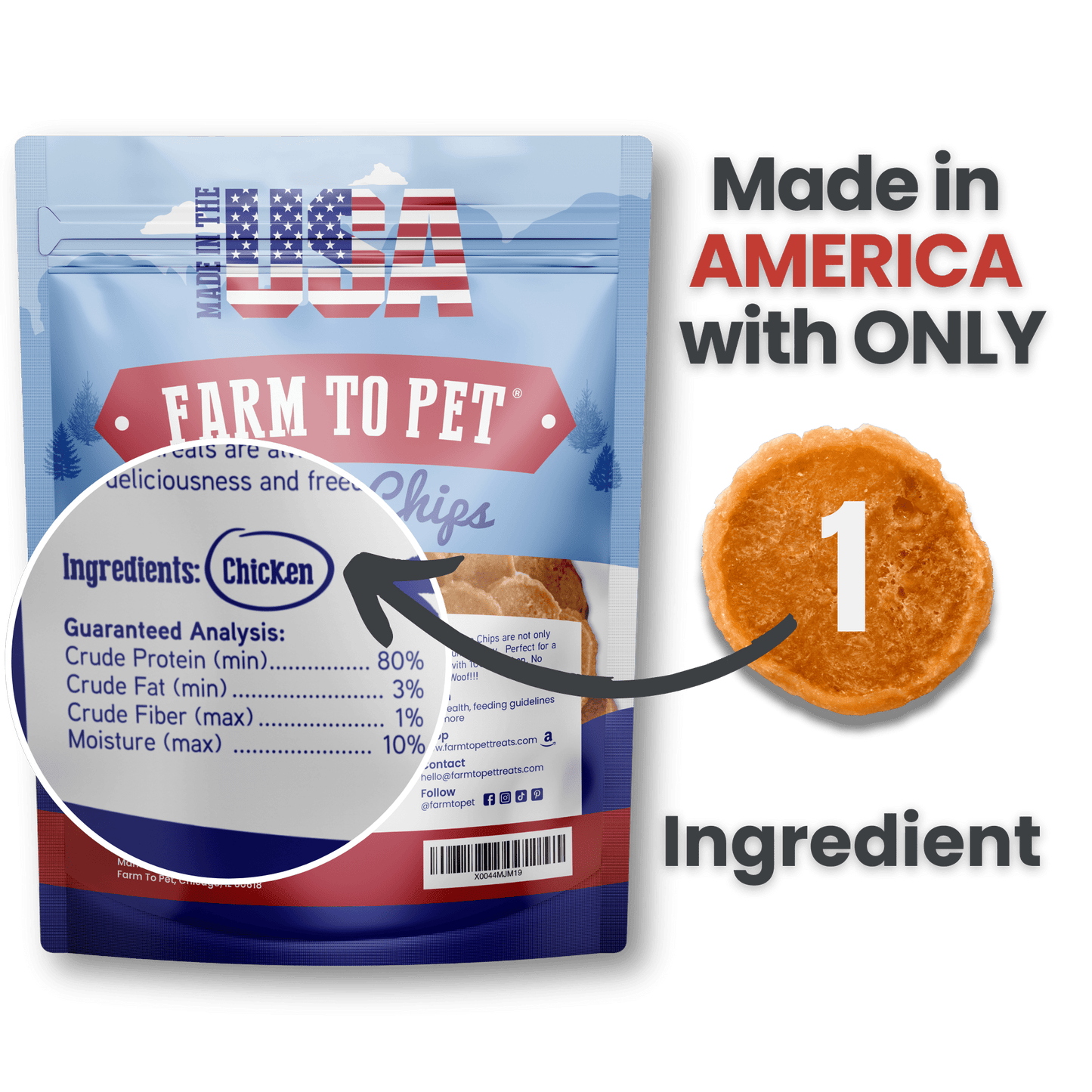 Farm to Pet Americana Chicken Chips for Dogs