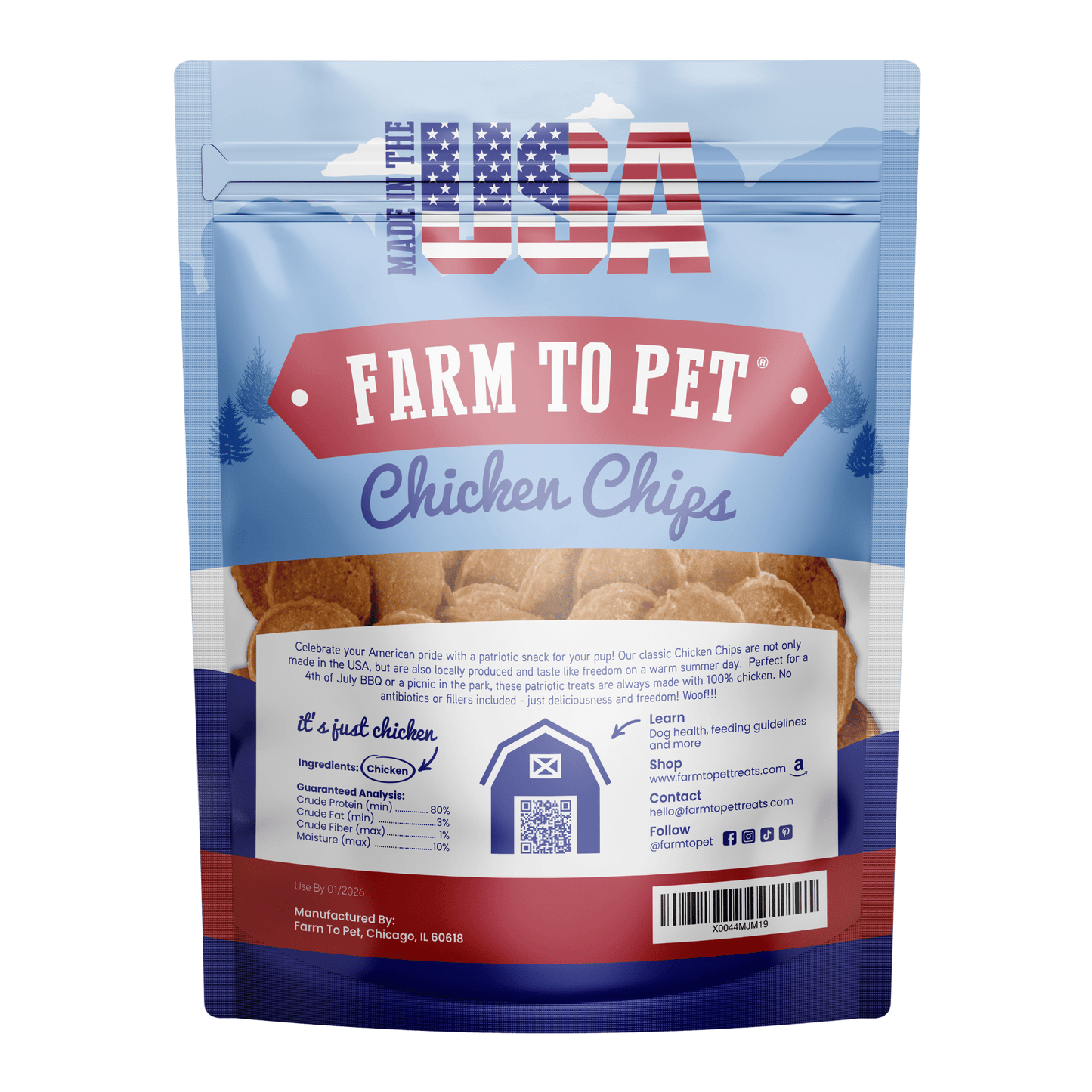 Farm to Pet Americana Chicken Chips for Dogs
