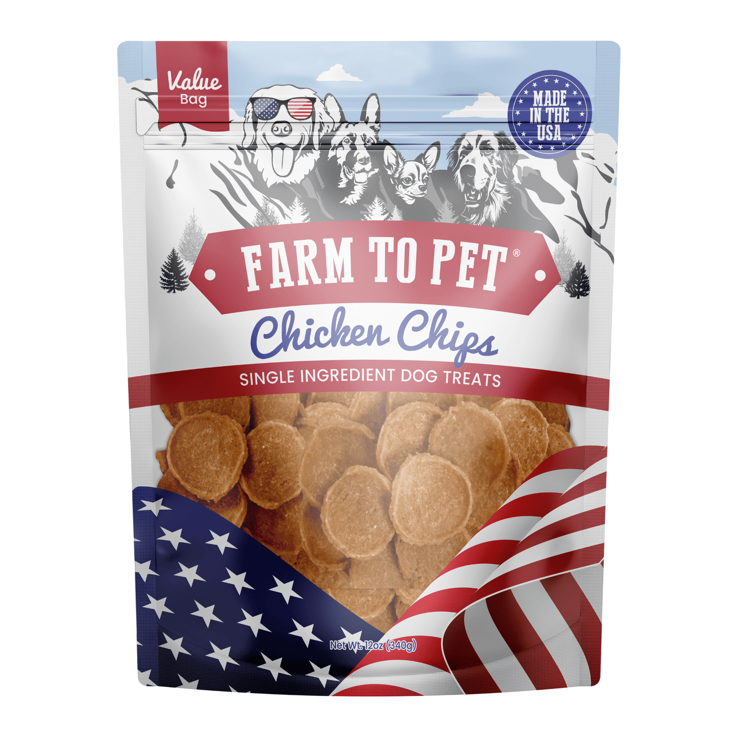 Farm to Pet Americana Chicken Chips for Dogs