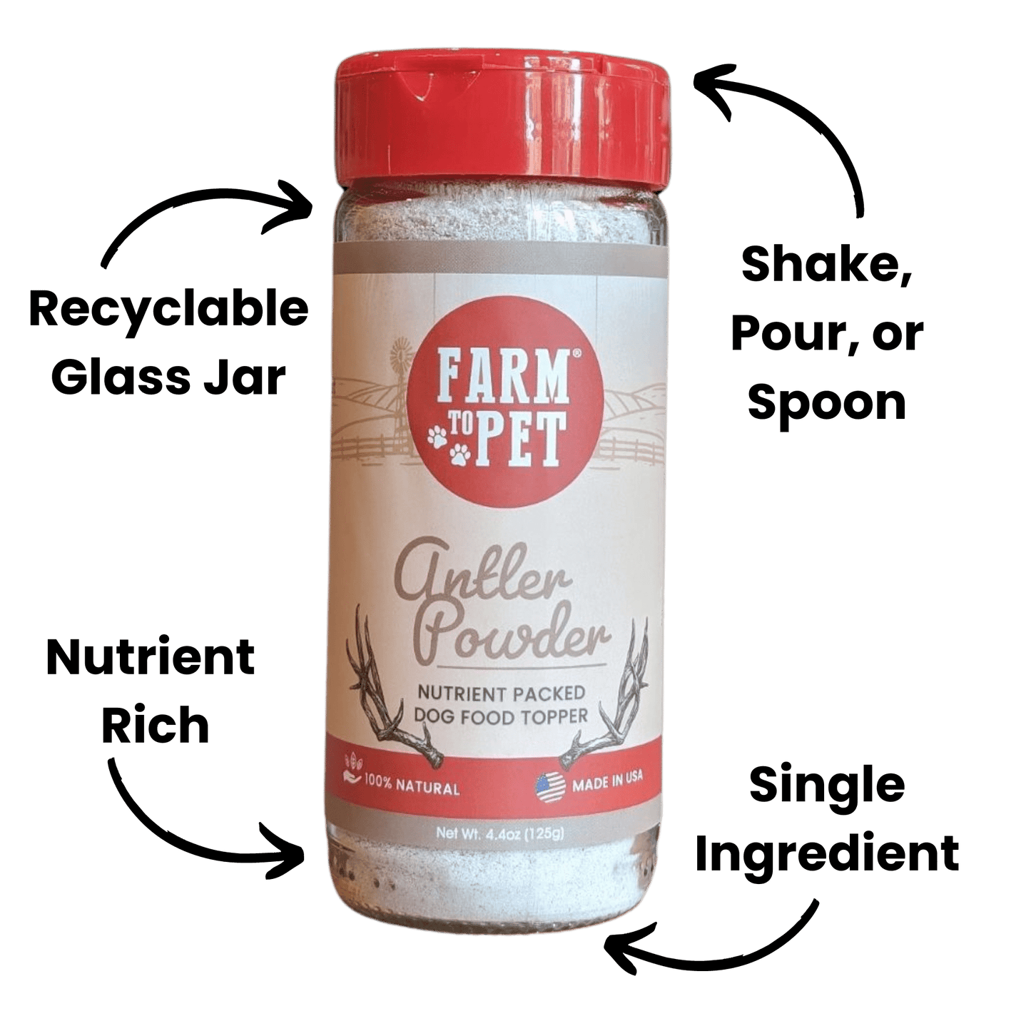 Farm to Pet Antler Powder Dog Food Topper