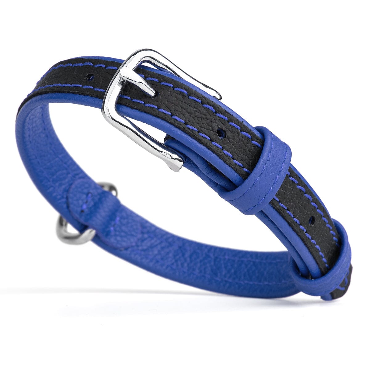 Soft Leather Dual-Color Flat Dog Collar
