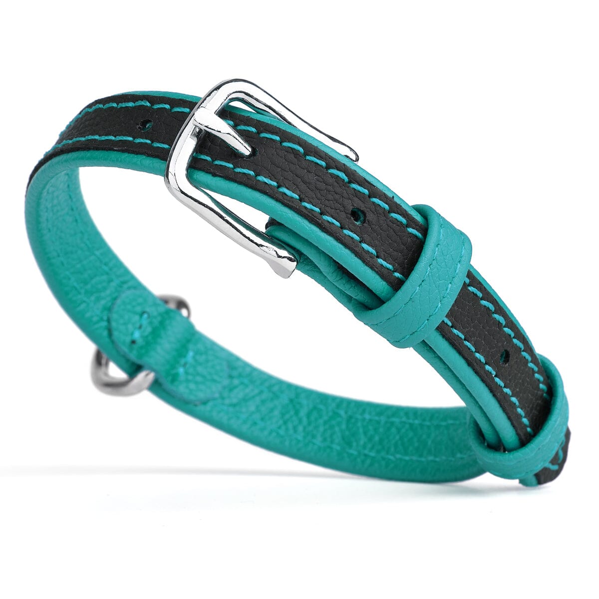 Soft Leather Dual-Color Flat Dog Collar