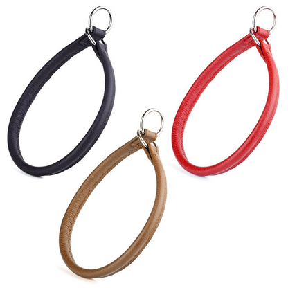 Dogline Soft Leather Round Slip Collar