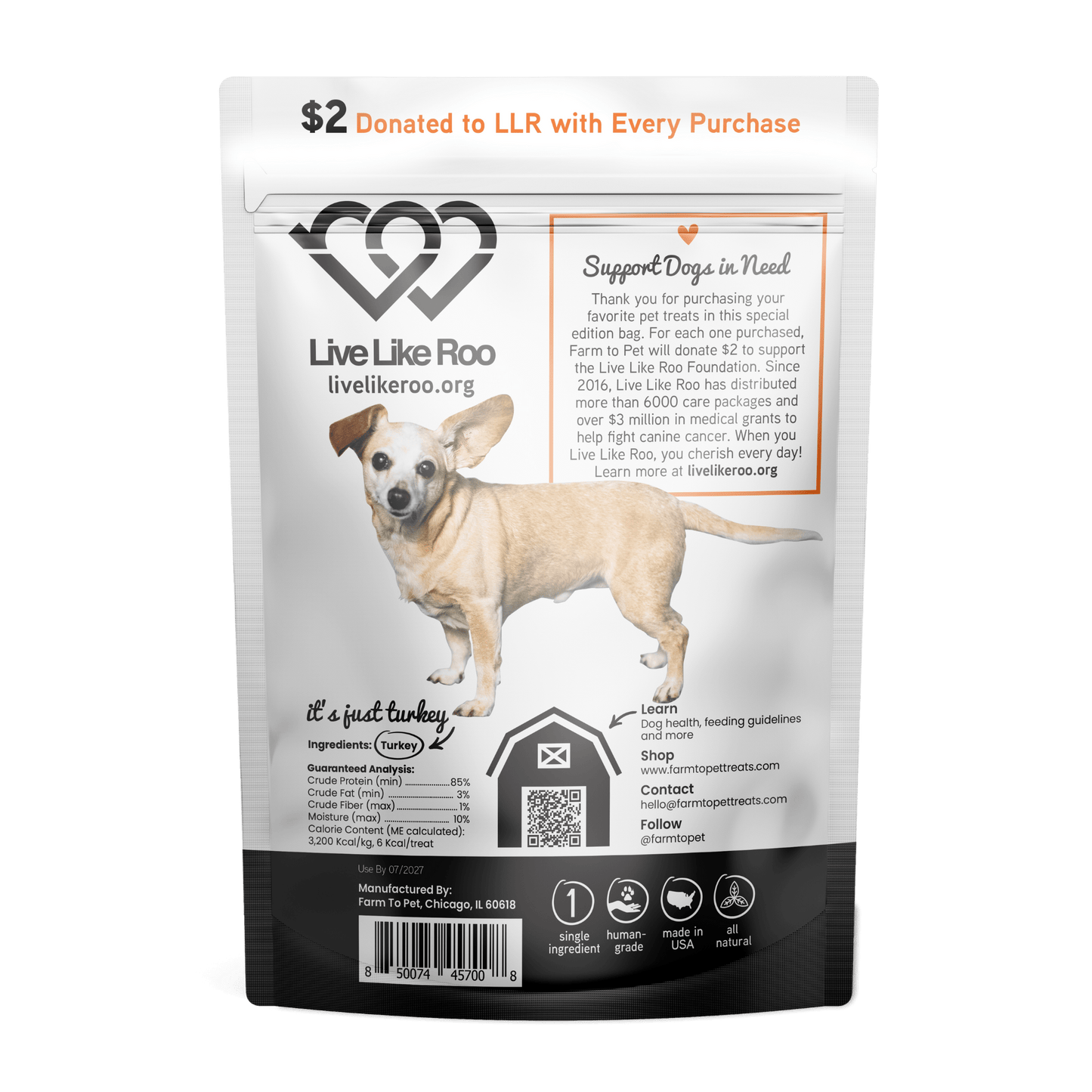 Live Like Roo Turkey Chips for Dogs | Dog Treats That Give Back
