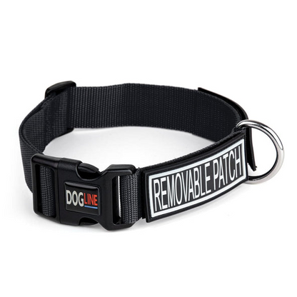 Dogline Omega Nylon Flat Collar + Built-in Hook & Loop Fastener