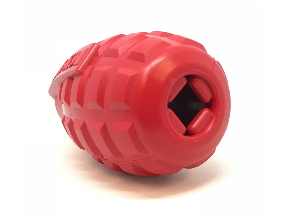 USA-K9 Grenade eDispenser Durable Rubber Chew Toy & Treat Dispenser - red