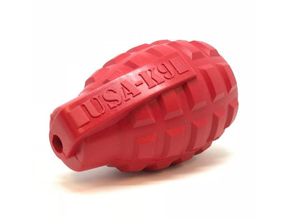 USA-K9 Grenade eDispenser Durable Rubber Chew Toy & Treat Dispenser - red