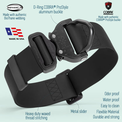Viper BioThane Tactical Dog Collar with Cobra Buckle, 1.75" Wide