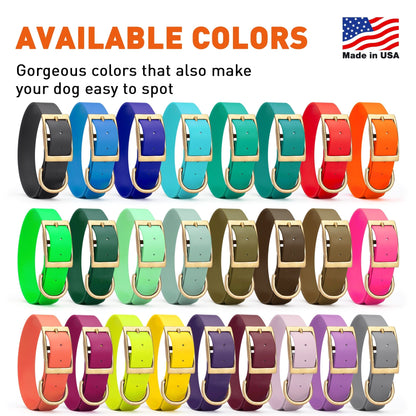 Viper Biothane Waterproof Dog Collar - Brass Hardware - 1.5in Wide, Size XXL (24 to 28 inches)