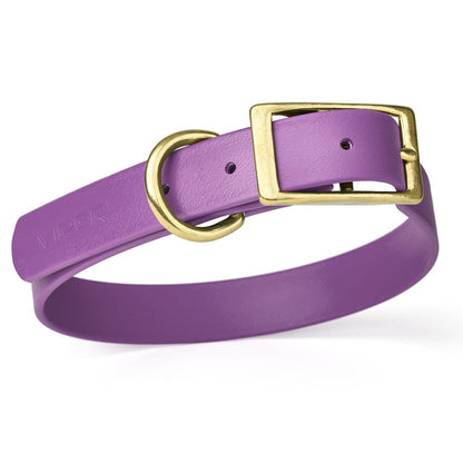 Viper Biothane Waterproof Dog Collar - Brass Hardware - Size XS (9" - 12")