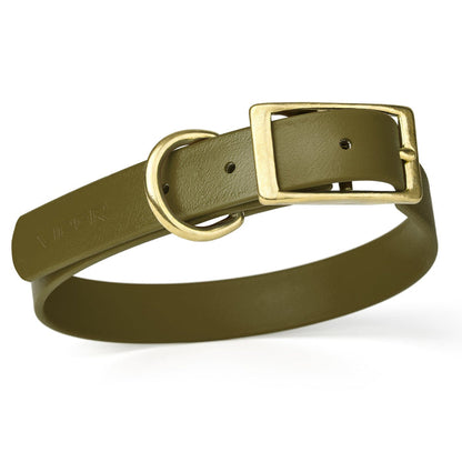 Viper Biothane Waterproof Dog Collar - Brass Hardware - Size M (15" - 18")