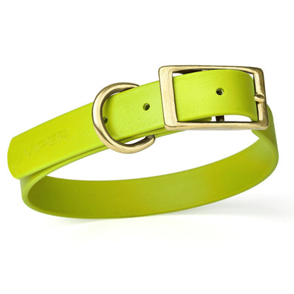 Viper Biothane Waterproof Dog Collar - Brass Hardware - Size XL (22" - 25")