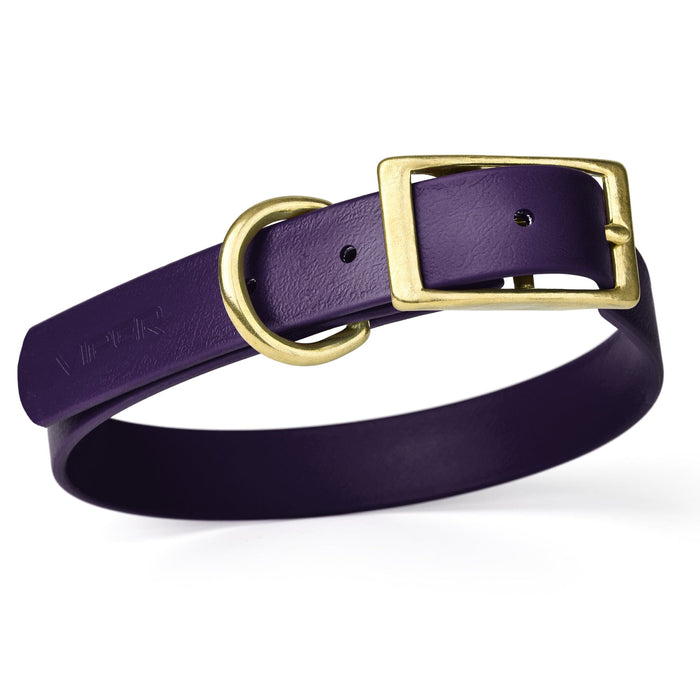 Viper Biothane Waterproof Dog Collar - Brass Hardware - Size XS (9" - 12")