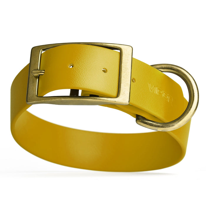 Viper Biothane Waterproof Dog Collar - Brass Hardware - Wide - Size L (16" - 20")